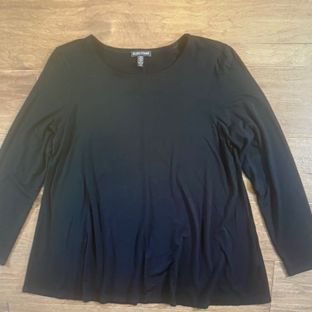 Eileen Fisher Black Long Sleeve Tunic Top